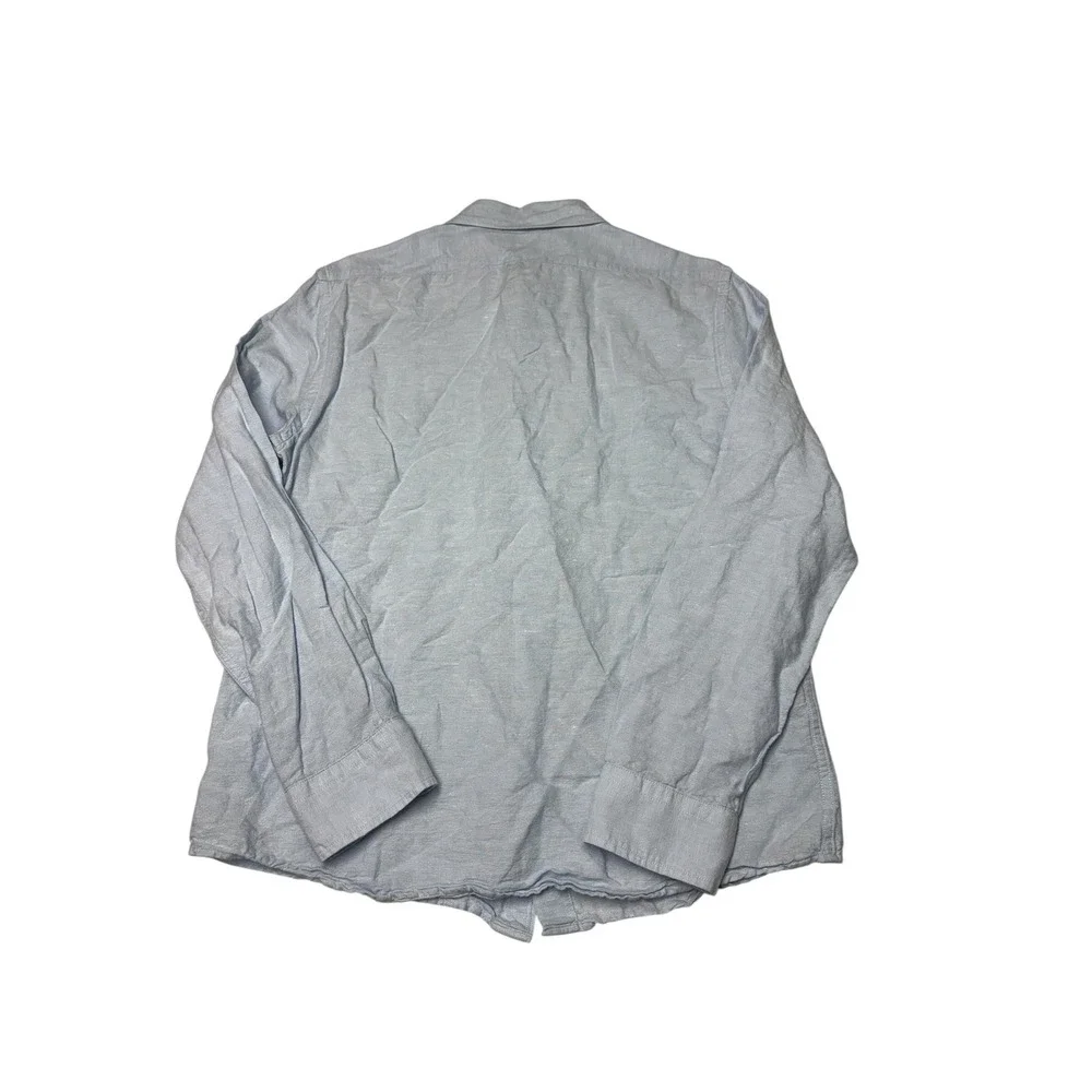 Banana Republic Mens Slim Linen-Blend Button Down Shirt Light Blue Medium M